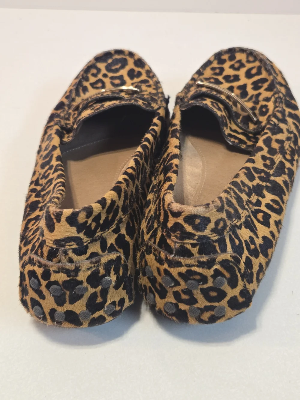 Vionic Leopard Print Loafers with Gold Accent